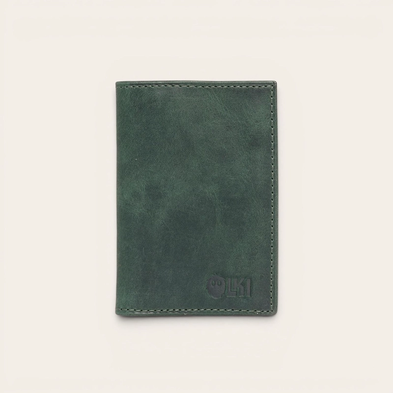 BILLETERA TARJETERO DE CUERO SLIMWALLET OLKI TINGUIRIRICA - VERDE - 1
