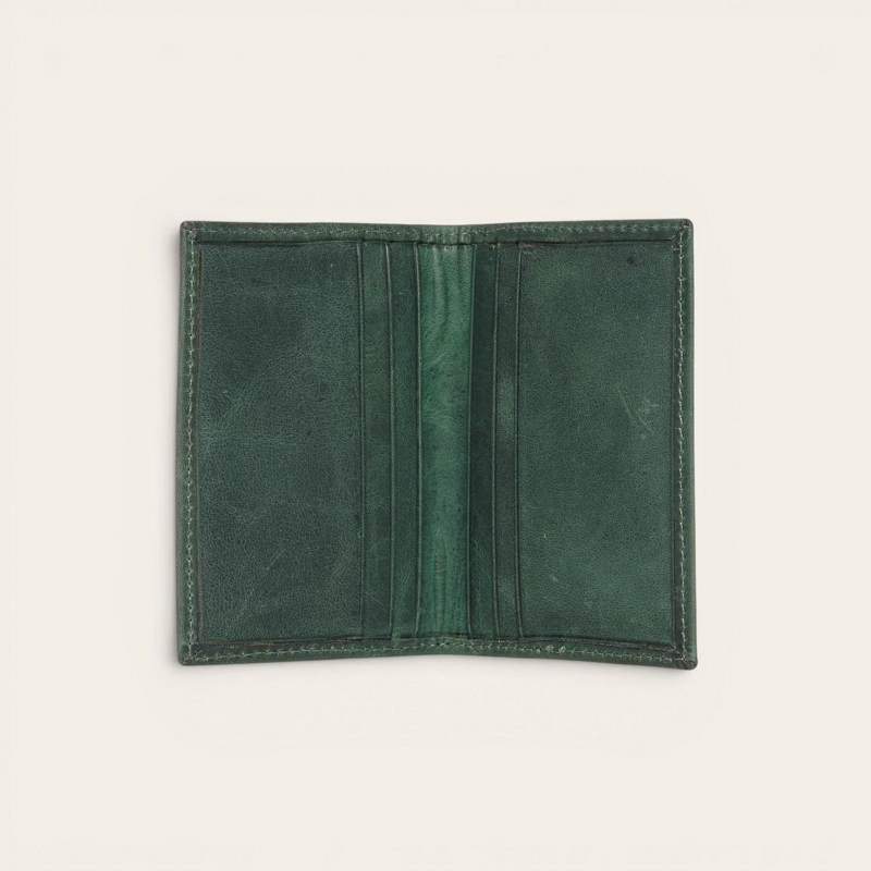 BILLETERA TARJETERO DE CUERO SLIMWALLET OLKI TINGUIRIRICA - VERDE - 2