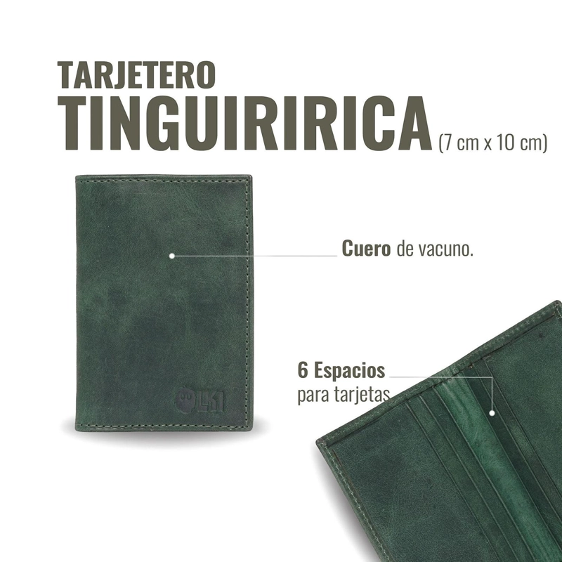 BILLETERA TARJETERO DE CUERO SLIMWALLET OLKI TINGUIRIRICA - VERDE - 5