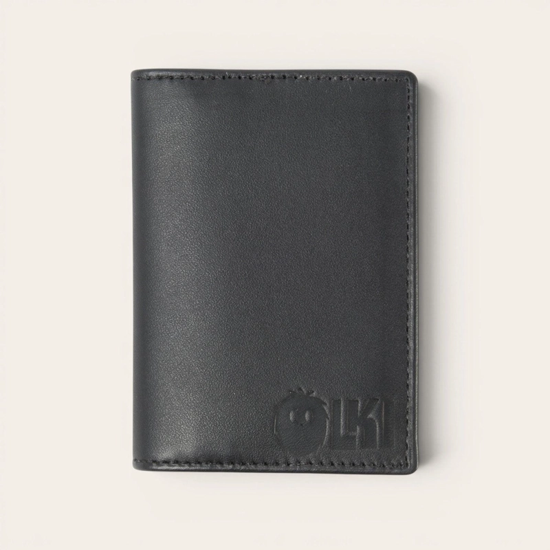 BILLETERA TARJETERO DE CUERO SLIMWALLET OLKI TINGUIRIRICA - NEGRO - 1