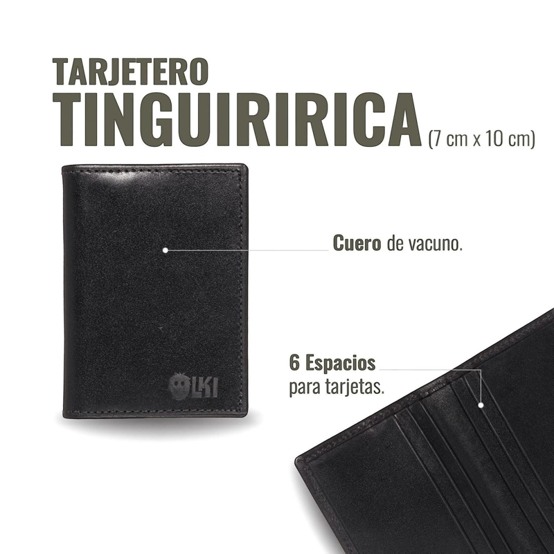 BILLETERA TARJETERO DE CUERO SLIMWALLET OLKI TINGUIRIRICA - NEGRO - 6