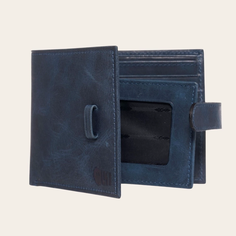 BILLETERA DE CUERO CON PASADOR OLKI LONTUE - AZUL - 3