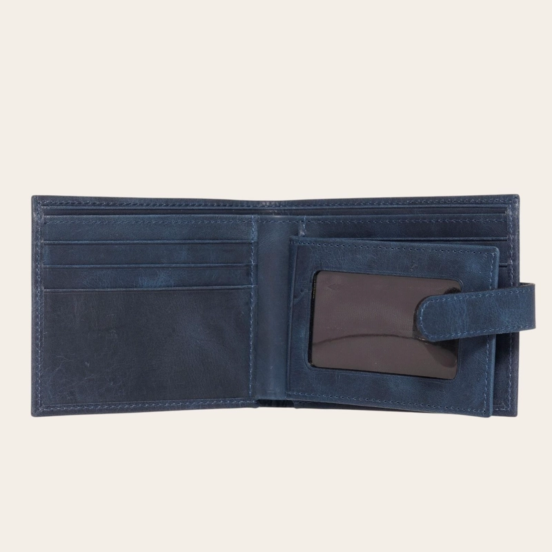 BILLETERA DE CUERO CON PASADOR OLKI LONTUE - AZUL - 6