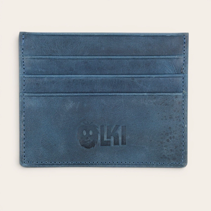 BILLETERA TARJETERO DE CUERO OLKI RAPEL - AZUL - 1