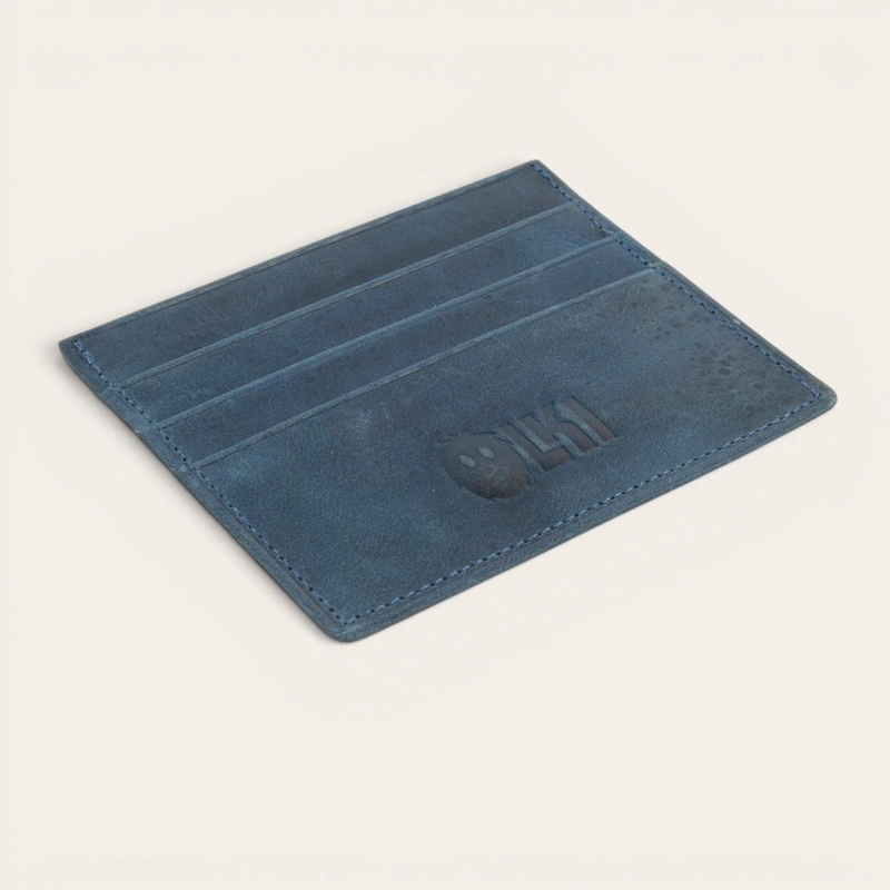 BILLETERA TARJETERO DE CUERO OLKI RAPEL - AZUL - 2