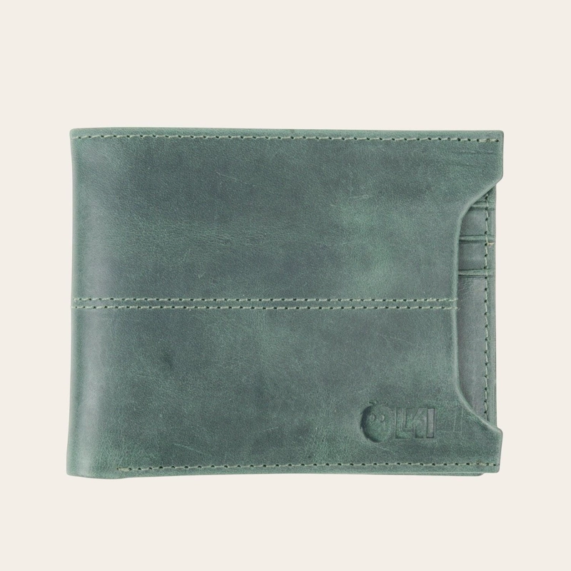 BILLETERA DE CUERO CON TARJETERO REMOVIBLE OLKI ANCOA - VERDE - 1