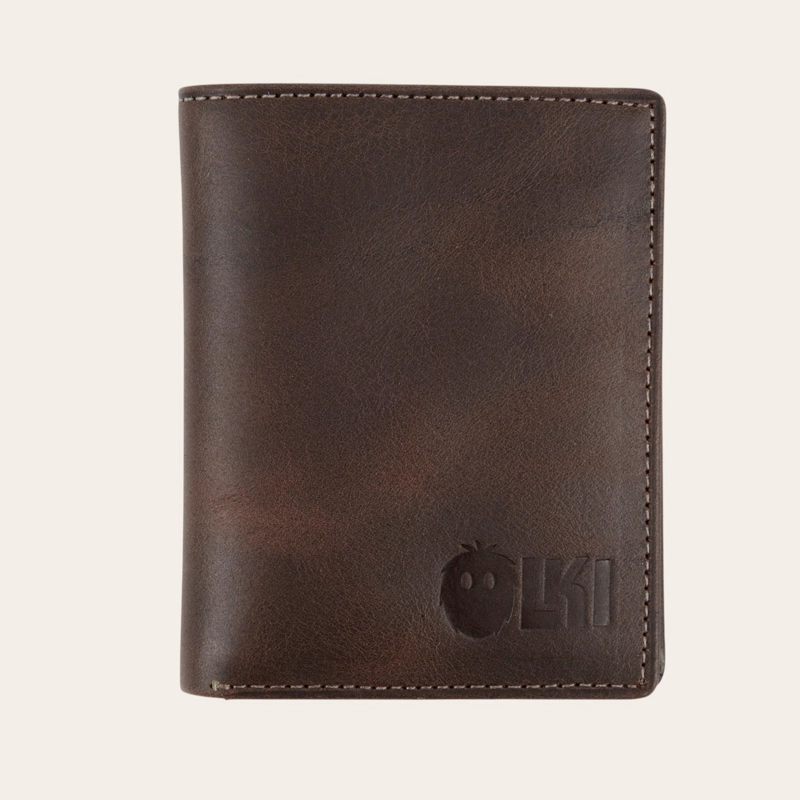 BILLETERA DE CUERO SLIMWALLET OLKI MAULE - CAFE  OSCURO - 1