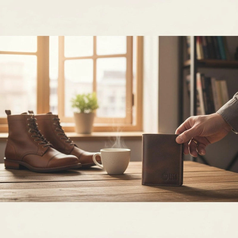 BILLETERA DE CUERO SLIMWALLET OLKI MAULE - CAFE  OSCURO - 2