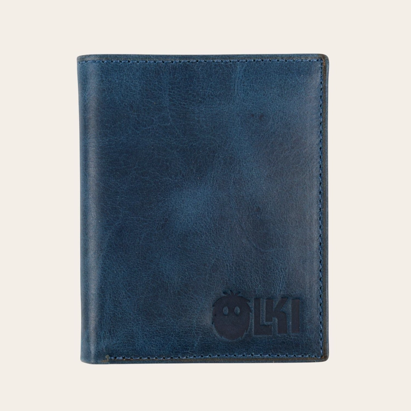 BILLETERA DE CUERO SLIMWALLET OLKI MAULE - AZUL - 1