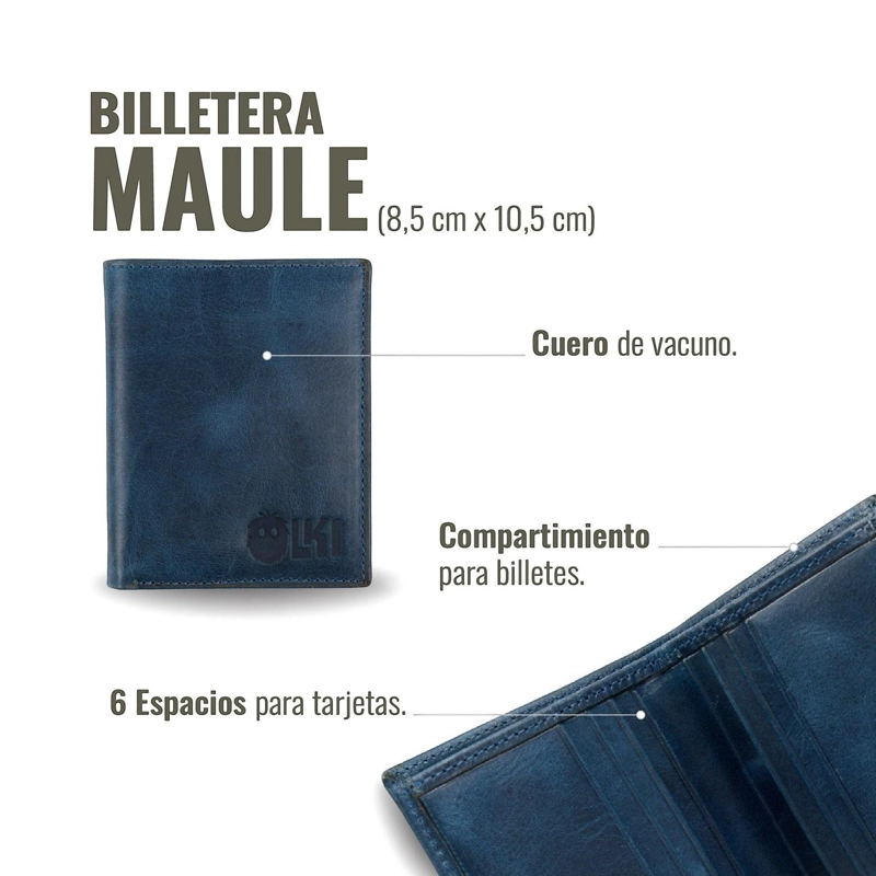 BILLETERA DE CUERO SLIMWALLET OLKI MAULE - AZUL - 6