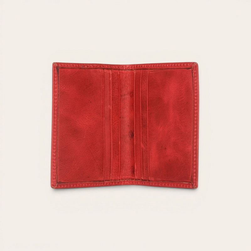 BILLETERA TARJETERO DE CUERO SLIMWALLET OLKI TINGUIRIRICA - ROJO - 2
