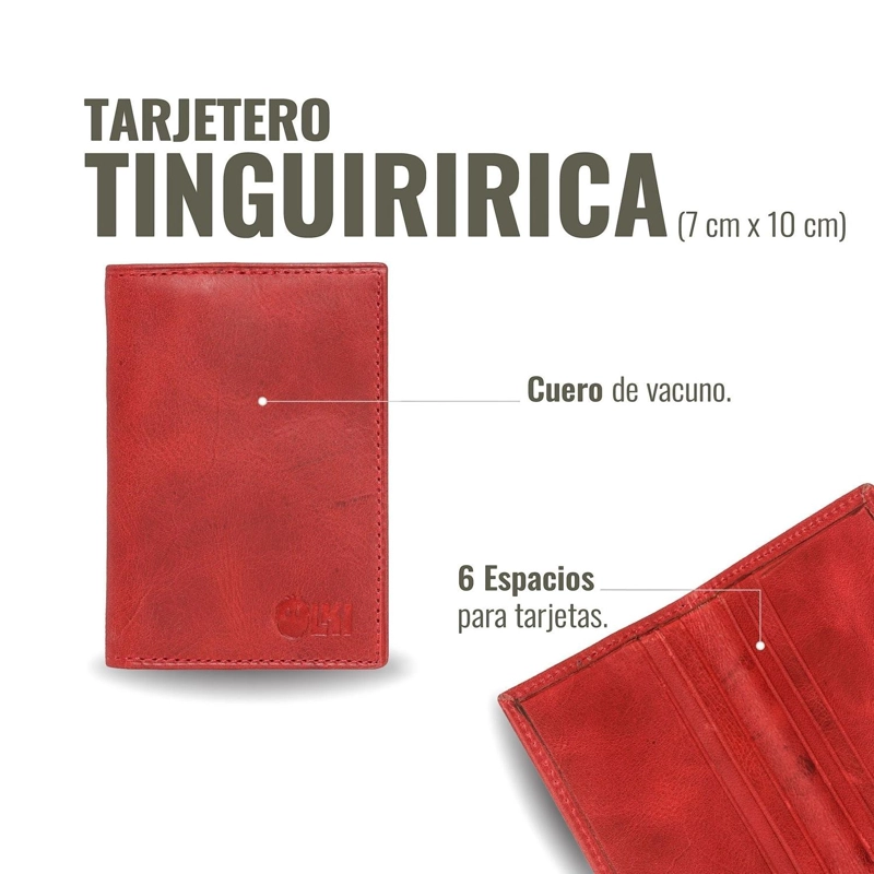 BILLETERA TARJETERO DE CUERO SLIMWALLET OLKI TINGUIRIRICA - ROJO - 5