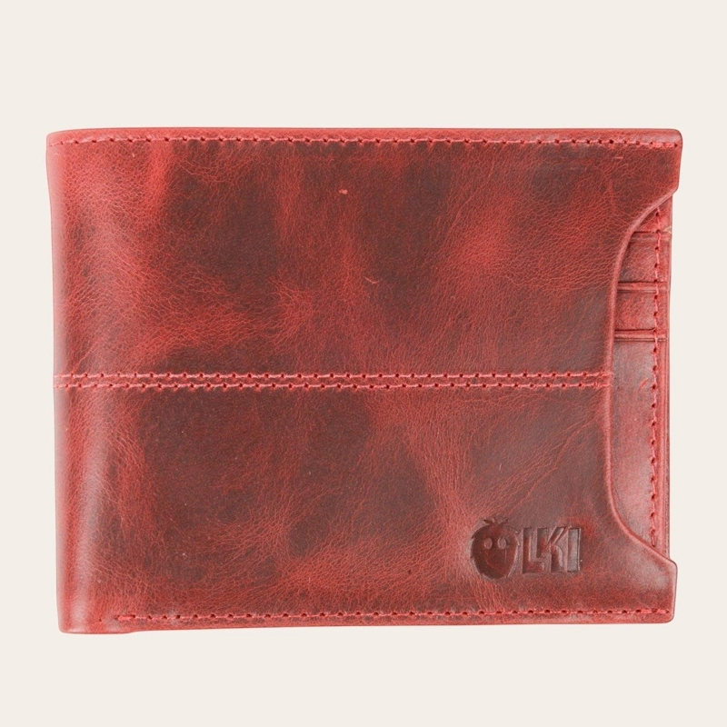 BILLETERA DE CUERO CON TARJETERO REMOVIBLE OLKI ANCOA - ROJO - 1