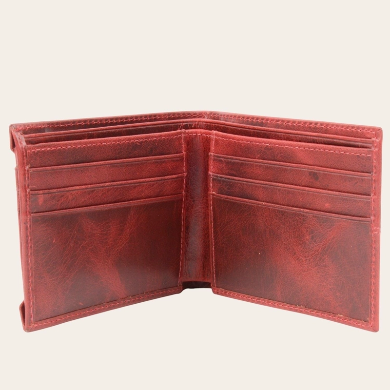 BILLETERA DE CUERO CON TARJETERO REMOVIBLE OLKI ANCOA - ROJO - 4