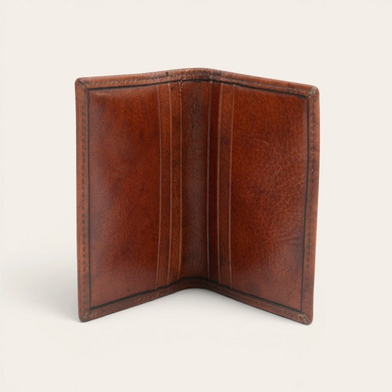 BILLETERA TARJETERO DE CUERO SLIMWALLET OLKI TINGUIRIRICA - CASTAÑO - 2
