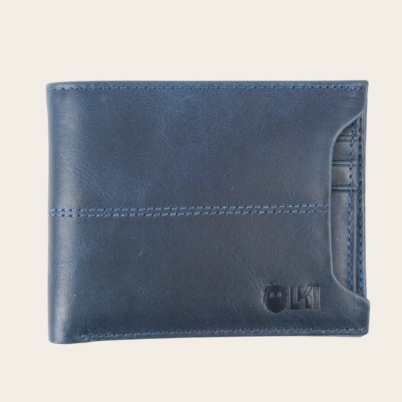 BILLETERA DE CUERO CON TARJETERO REMOVIBLE OLKI ANCOA - AZUL - 1