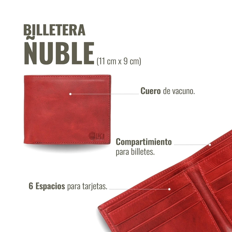 BILLETERA DE CUERO OLKI ÑUBLE - ROJO - 6