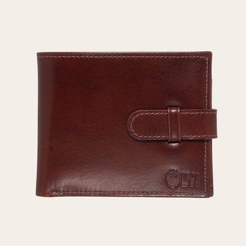 BILLETERA DE CUERO CON PASADOR OLKI LONTUE - CASTAÑO - 1