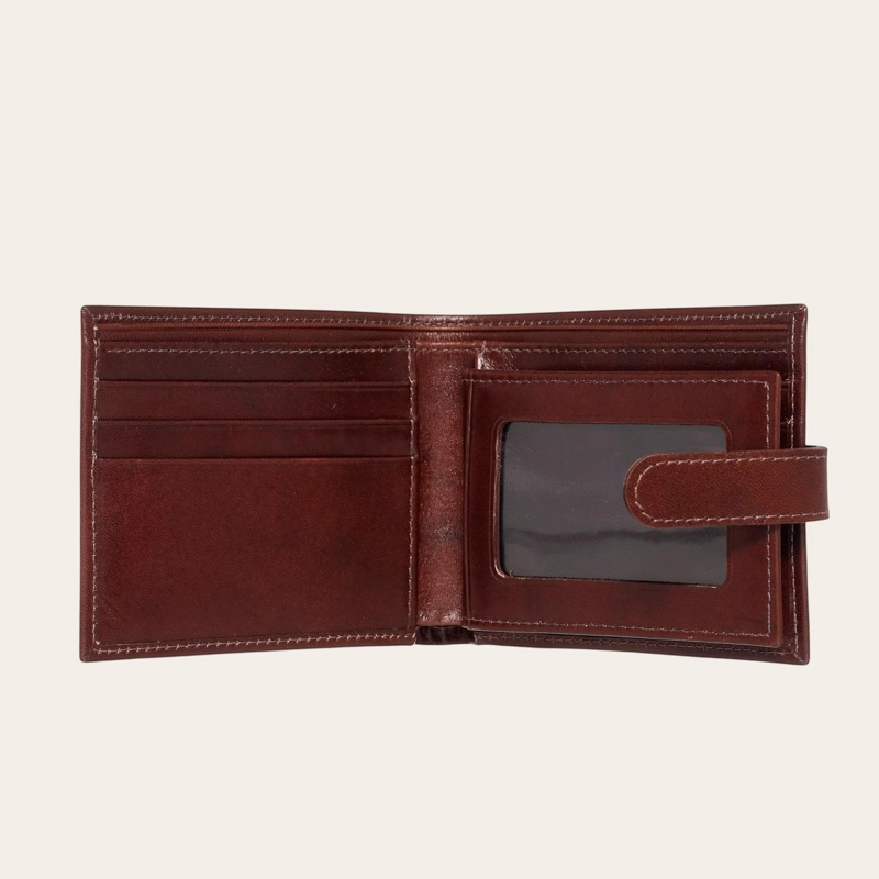 BILLETERA DE CUERO CON PASADOR OLKI LONTUE - CASTAÑO - 5