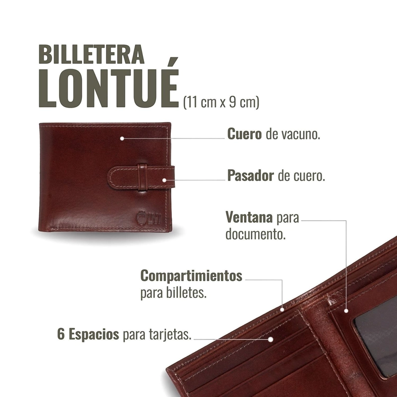 BILLETERA DE CUERO CON PASADOR OLKI LONTUE - CASTAÑO - 7