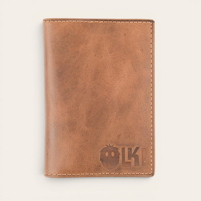 BILLETERA TARJETERO DE CUERO SLIMWALLET OLKI TINGUIRIRICA - CAFE - 1