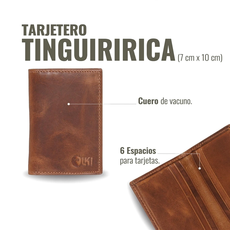 BILLETERA TARJETERO DE CUERO SLIMWALLET OLKI TINGUIRIRICA - CAFE - 5
