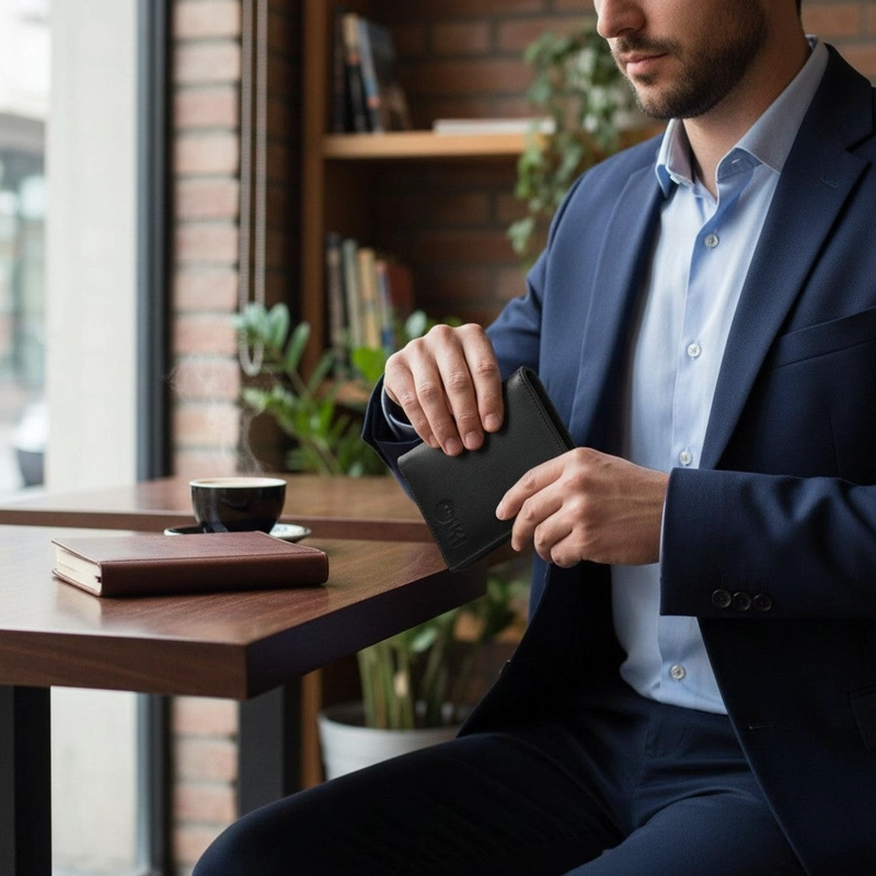 BILLETERA DE CUERO SLIMWALLET OLKI MAULE - NEGRO - 2