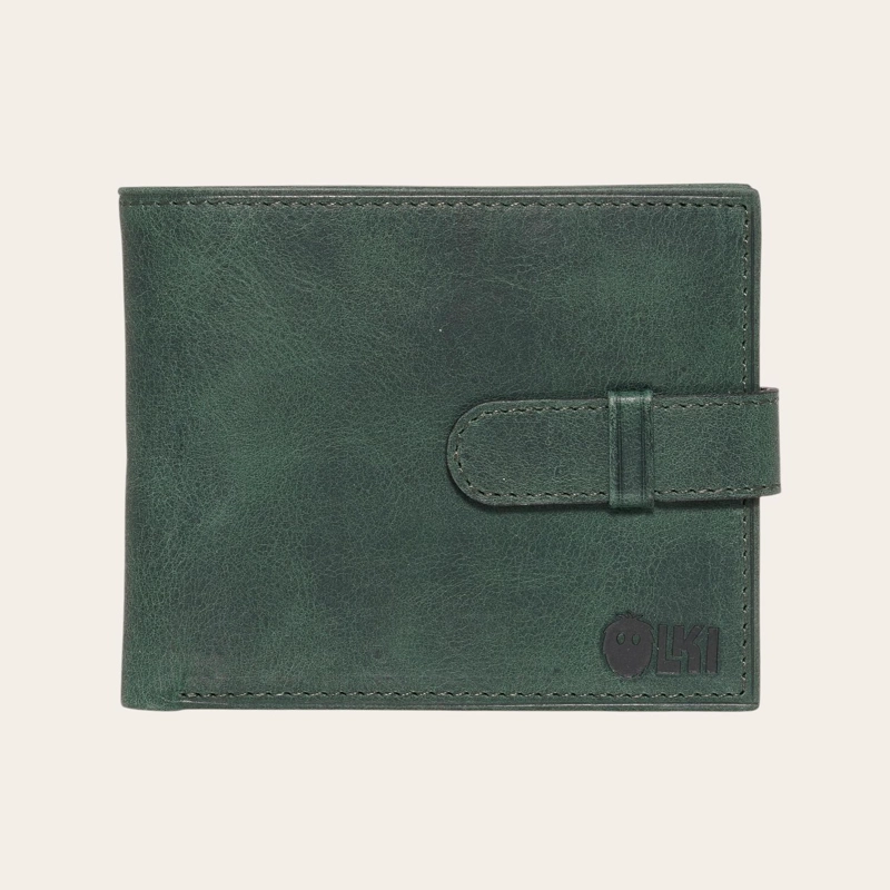 BILLETERA DE CUERO CON PASADOR OLKI LONTUE - VERDE - 1