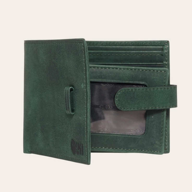 BILLETERA DE CUERO CON PASADOR OLKI LONTUE - VERDE - 3