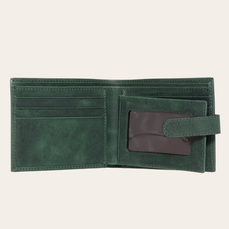 BILLETERA DE CUERO CON PASADOR OLKI LONTUE - VERDE - 5