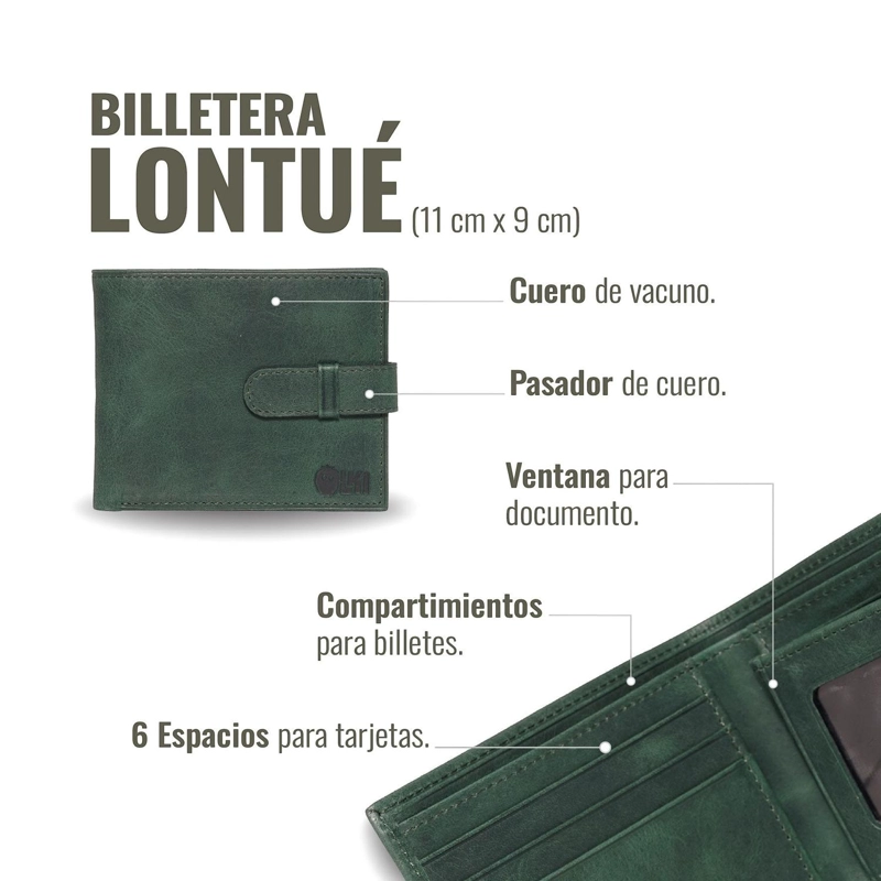 BILLETERA DE CUERO CON PASADOR OLKI LONTUE - VERDE - 7