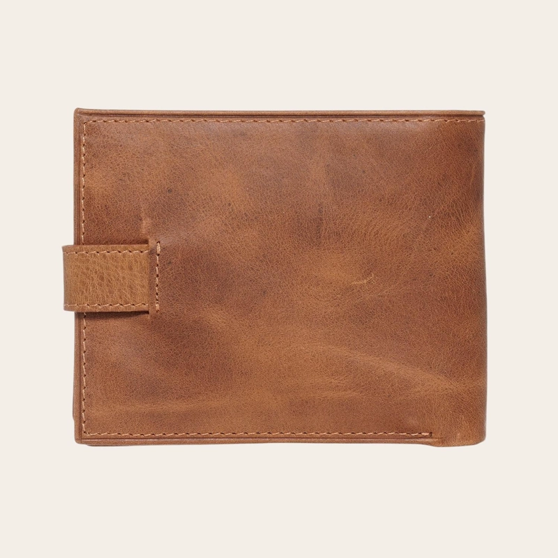 BILLETERA DE CUERO CON PASADOR OLKI LONTUE - CAFE - 4