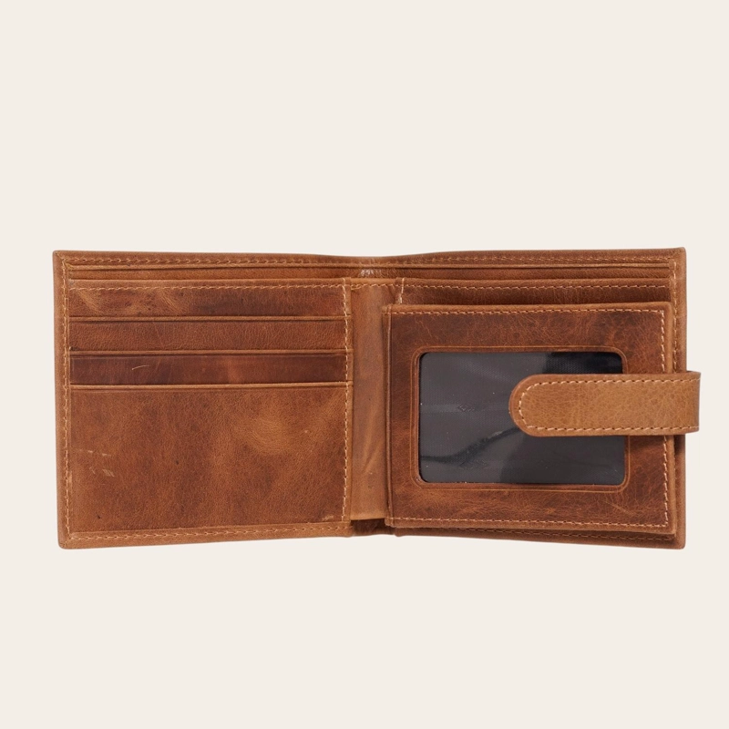 BILLETERA DE CUERO CON PASADOR OLKI LONTUE - CAFE - 5