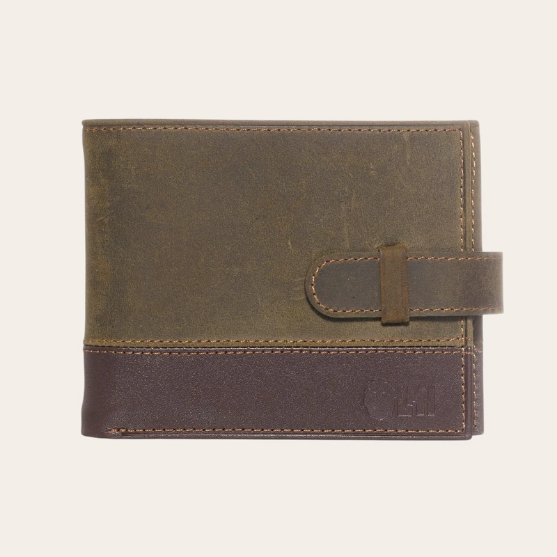 BILLETERA DE CUERO GENUINO CON PASADOR OLKI DALCAHUE - VERDE - 1