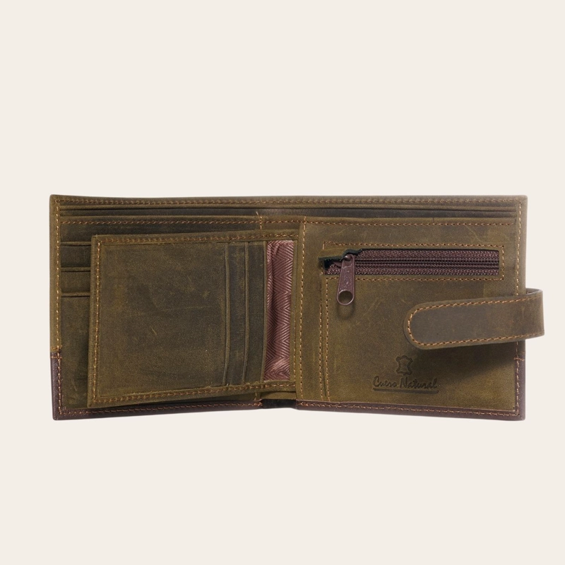 BILLETERA DE CUERO GENUINO CON PASADOR OLKI DALCAHUE - VERDE - 5