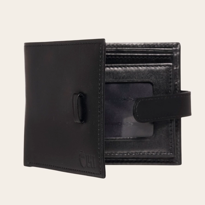 BILLETERA DE CUERO CON PASADOR OLKI LONTUE - NEGRO - 3