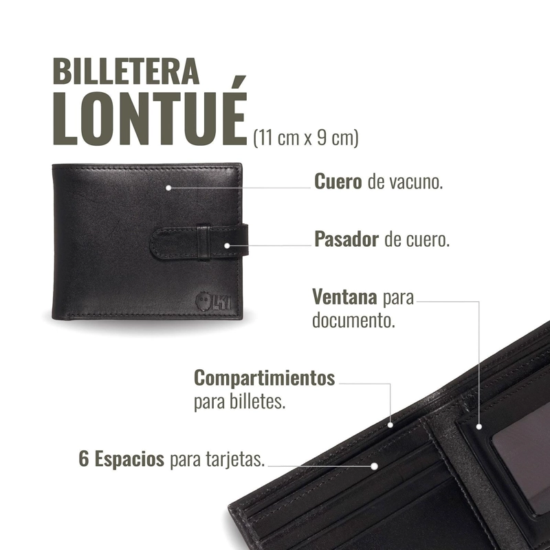 BILLETERA DE CUERO CON PASADOR OLKI LONTUE - NEGRO - 7