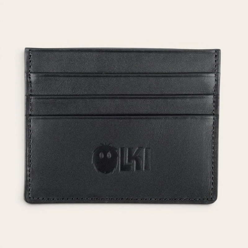 BILLETERA TARJETERO DE CUERO OLKI RAPEL - NEGRO - 1