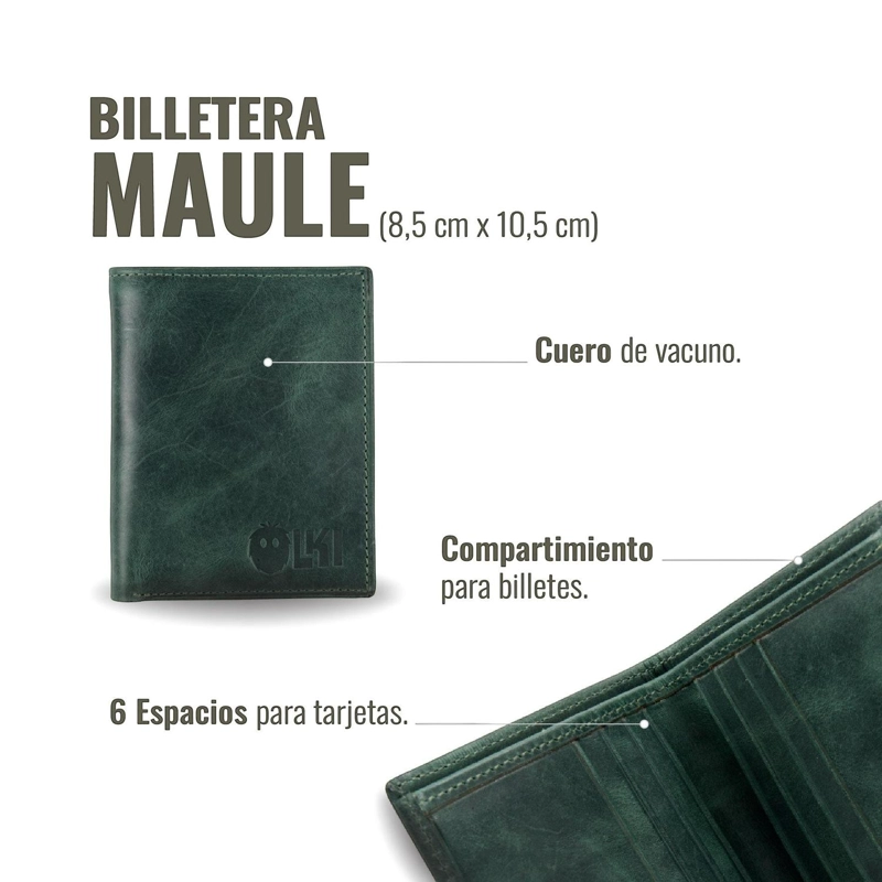 BILLETERA DE CUERO SLIMWALLET OLKI MAULE - VERDE - 6