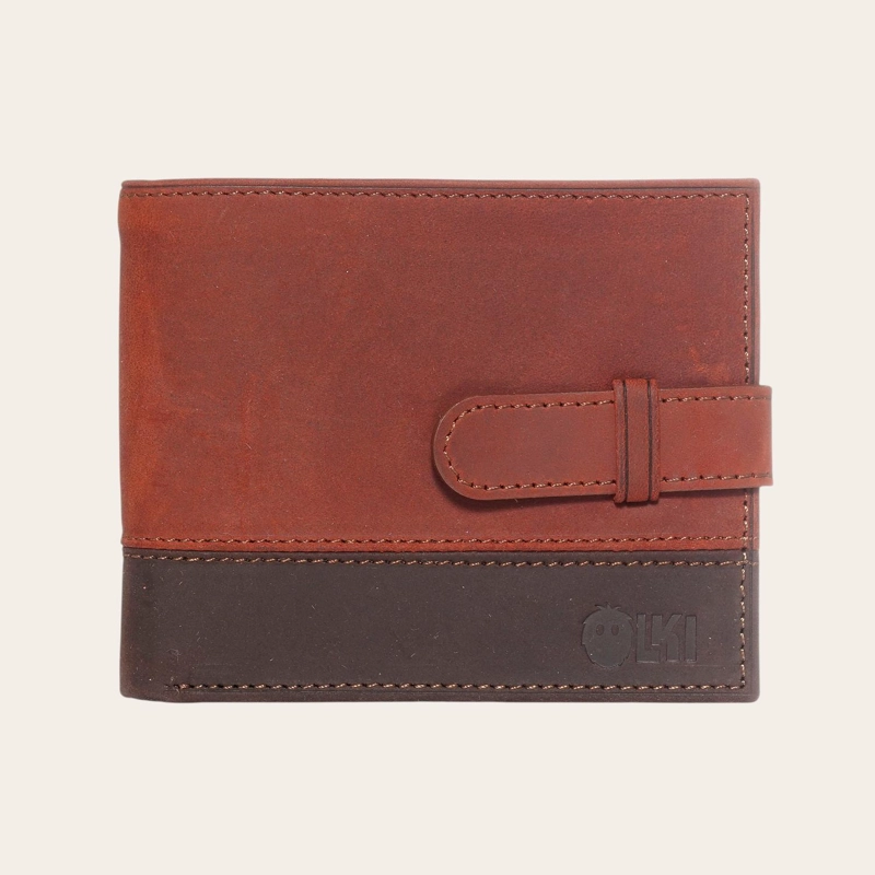 BILLETERA DE CUERO GENUINO CON PASADOR OLKI DALCAHUE - ROJO - 1