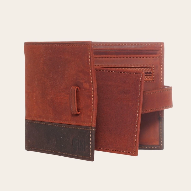 BILLETERA DE CUERO GENUINO CON PASADOR OLKI DALCAHUE - ROJO - 3