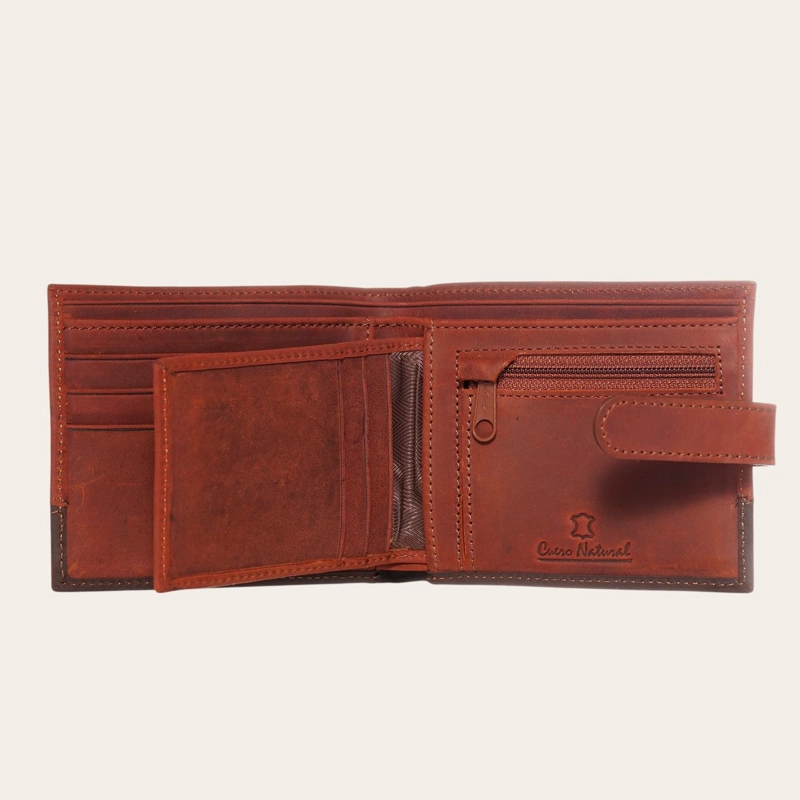 BILLETERA DE CUERO GENUINO CON PASADOR OLKI DALCAHUE - ROJO - 4
