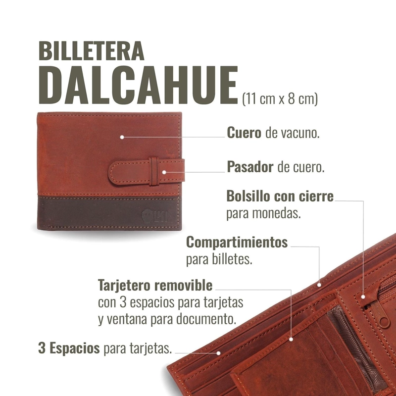 BILLETERA DE CUERO GENUINO CON PASADOR OLKI DALCAHUE - ROJO - 7