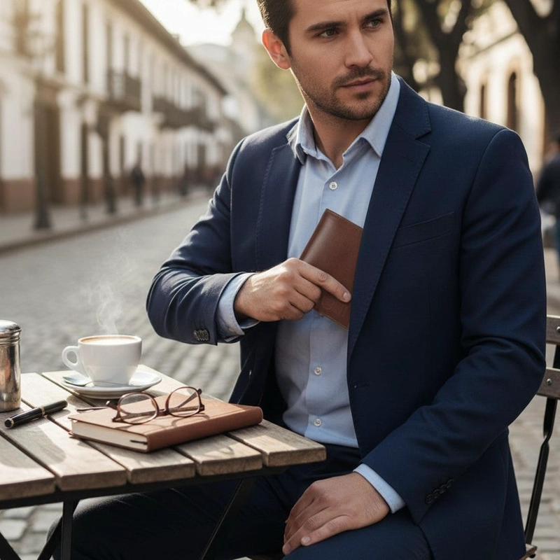 BILLETERA DE CUERO SLIMWALLET OLKI MAULE - CASTAÑO - 2
