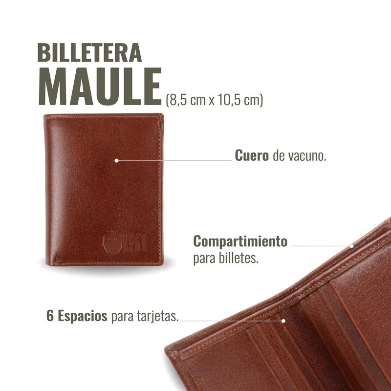 BILLETERA DE CUERO SLIMWALLET OLKI MAULE - CASTAÑO - 6