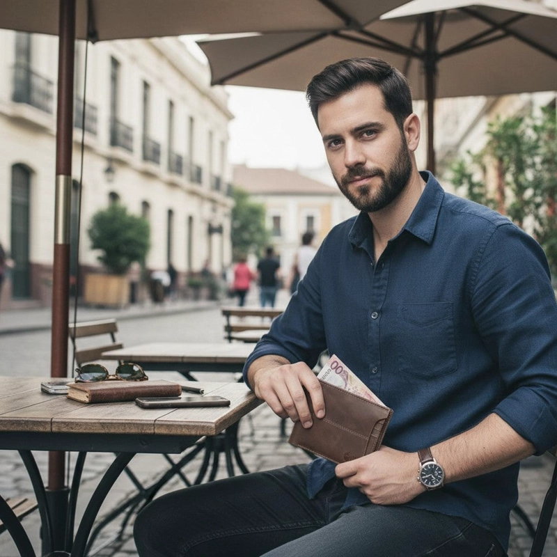 BILLETERA DE CUERO CON TARJETERO REMOVIBLE OLKI ANCOA - CAFE  OSCURO - 2