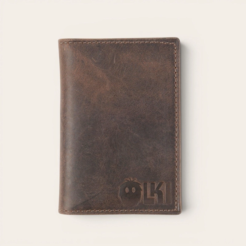 BILLETERA TARJETERO DE CUERO SLIMWALLET OLKI TINGUIRIRICA - CAFE  OSCURO - 1