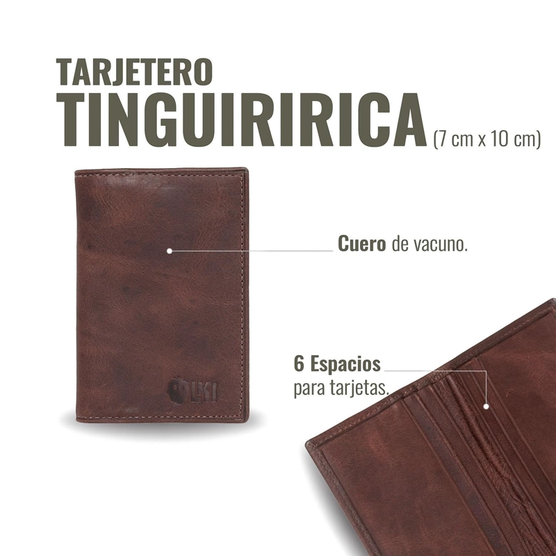 BILLETERA TARJETERO DE CUERO SLIMWALLET OLKI TINGUIRIRICA - CAFE  OSCURO - 5