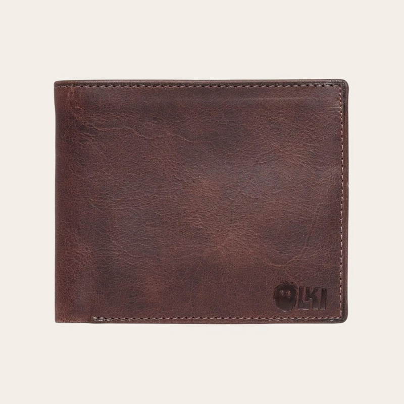 BILLETERA DE CUERO OLKI ÑUBLE - CAFE  OSCURO - 1