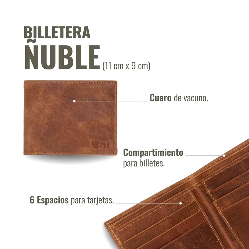 BILLETERA DE CUERO OLKI ÑUBLE - CAFE - 6